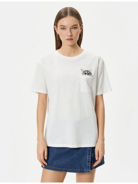 Бавовняна футболка з коротким рукавом з круглим вирізом Koton