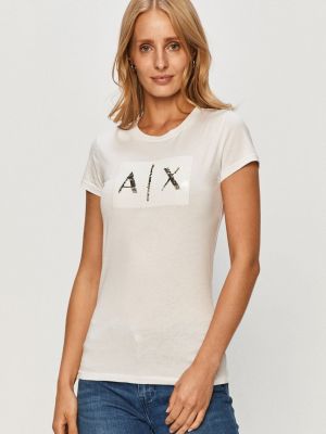 Памучна тениска Armani Exchange бяло