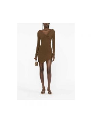 Mini vestido de punto asimétrico The Attico marrón