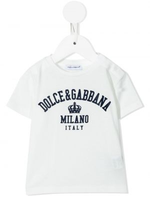 Trykt bomull t-skjorte for jenter Dolce & Gabbana Kids hvit