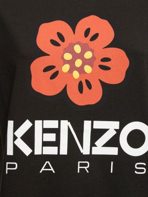 Relaxed fit bombažna majica s cvetličnim vzorcem Kenzo Paris črna