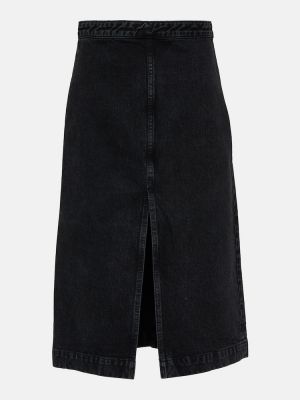 Džínsová sukňa s vysokým pásom Khaite čierna