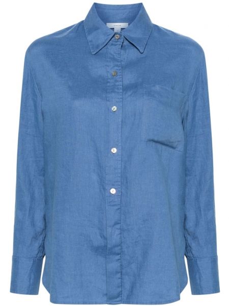 Λινό πουκάμισο με τσέπες Vince μπλε