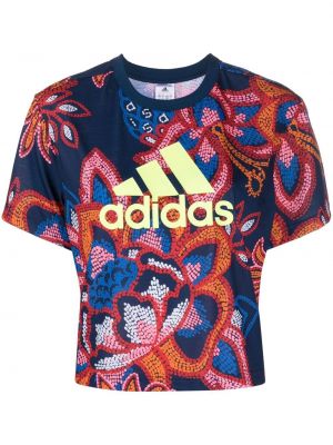 Trykt floral t-skjorte Adidas blå