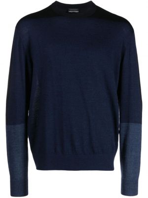Vlnený sveter s okrúhlym výstrihom Emporio Armani modrá