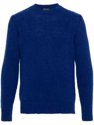 Pleten pulover z okroglim izrezom Roberto Collina modra