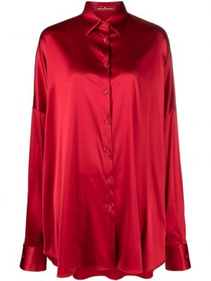 Satynowa koszula oversize Ermanno Scervino czerwona