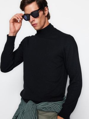 Slim fit džemperis Trendyol melns