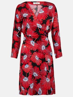 Saténové šaty s potiskem Diane Von Furstenberg růžové
