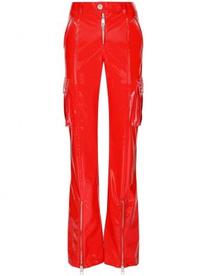 Usnjene ravne hlače z zadrgo Dolce & Gabbana