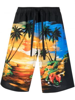 Painettu puuvilla bermudashortsit Dolce & Gabbana sininen