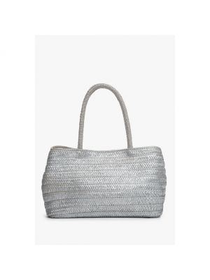 Серебряная плетеная пляжная сумка Estro