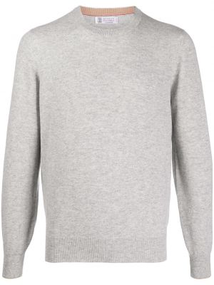 Kašmírový pulovr s kulatým výstřihem Brunello Cucinelli šedý