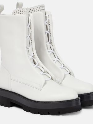 Kožené kotníkové boty Alaã¯a bílé