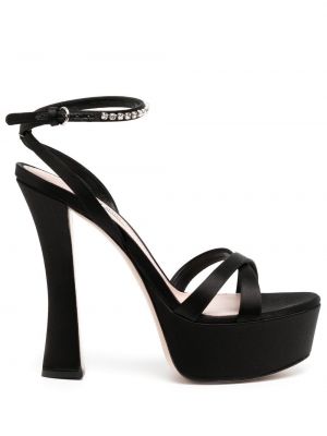 Krištáľové sandále Miu Miu čierna