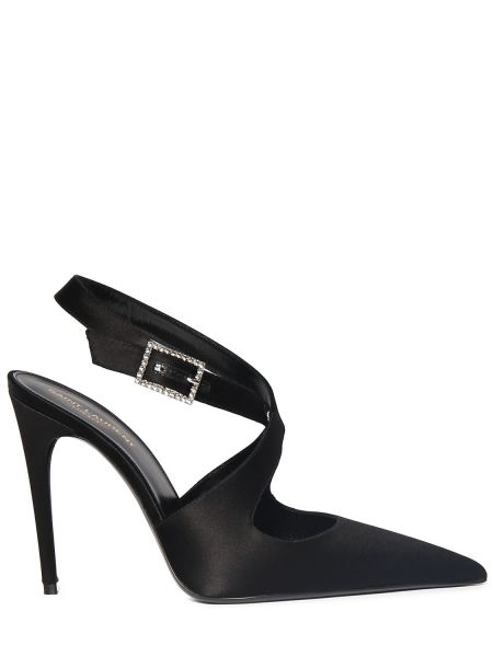 Pumpar med remmar i satin med slingback Saint Laurent svart