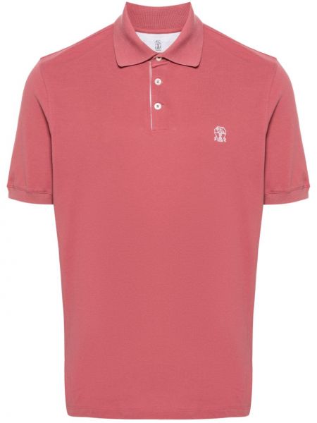 Polo en coton à imprimé Brunello Cucinelli rose