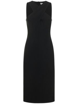 Krepové vlnené midi šaty Michael Kors Collection čierna