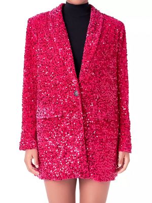 Бархатный пиджак с пайетками Endless Rose розовый