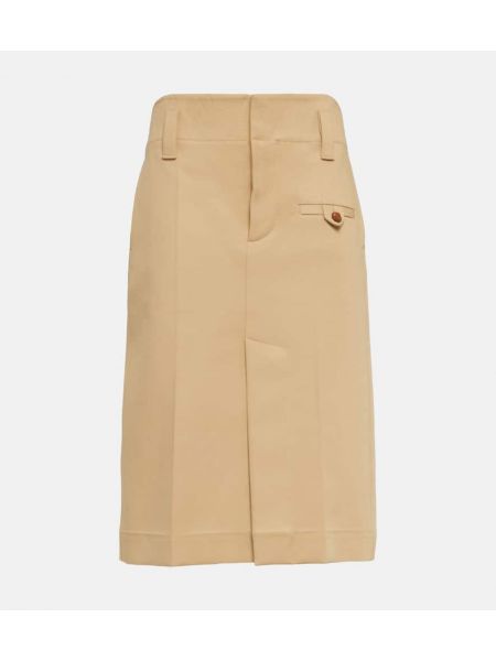 Falda midi de algodón Bottega Veneta beige