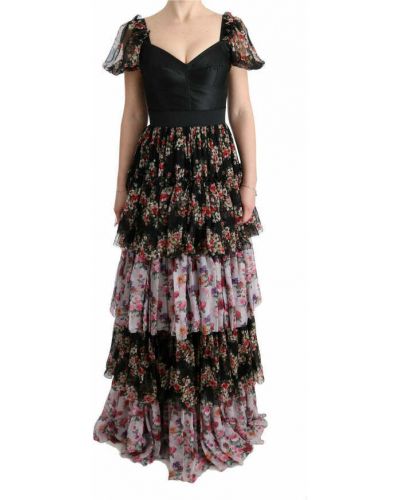Sukienka długa z jedwabiu Dolce And Gabbana, сzarny