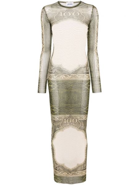 Dlouhé šaty se síťovinou Jean Paul Gaultier bílé