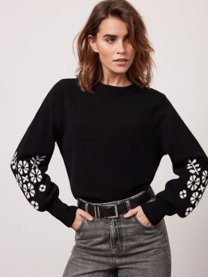 Бархатный кашемировый свитер в цветочек Mint Velvet