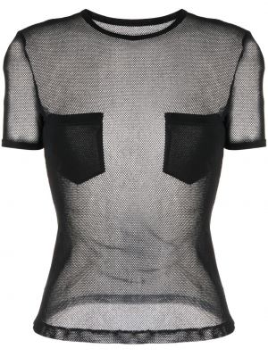 Βαμβακερή μπλούζα από διχτυωτό Filippa K μαύρο