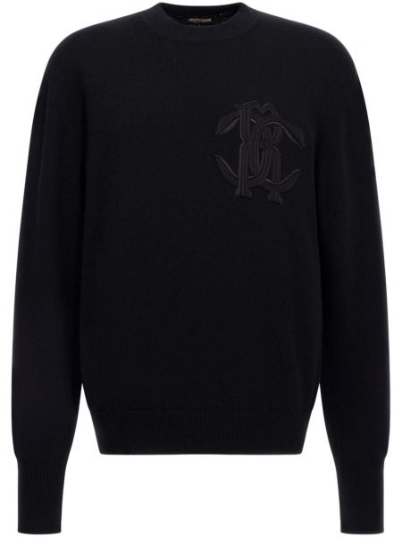 Broderet sweatshirt Roberto Cavalli sort