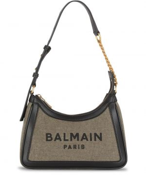 Borsa a spalla di pelle con stampa Balmain