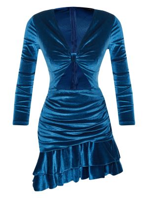 Rochie de catifea Trendyol albastru