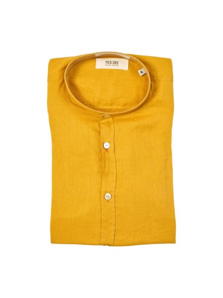 Lniana koszula z długim rękawem Yes Zee żółta