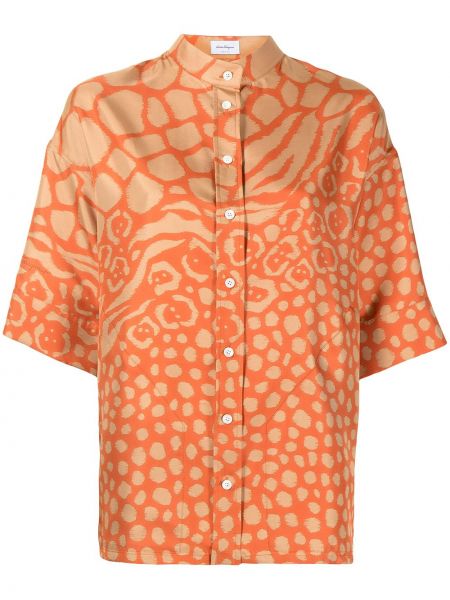 Camisa con estampado animal print Salvatore Ferragamo naranja