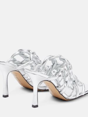 Sandale din piele Bottega Veneta argintiu