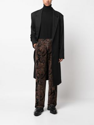 Manšestrové rovné kalhoty s potiskem s paisley potiskem Etro černé