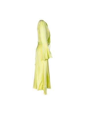 Sukienka długa slim fit z dekoltem w serek Erika Cavallini zielona