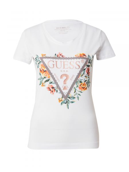 Majica slim fit s cvjetnim printom Guess bijela