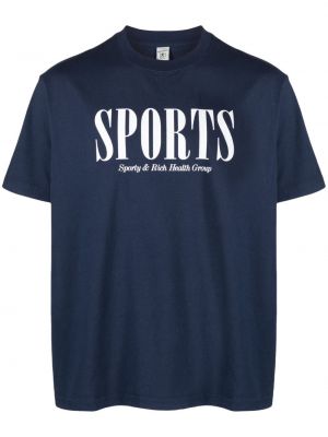 Bombažna majica s potiskom Sporty & Rich modra