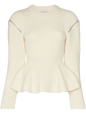 Peplum zip lang genser Alexander Mcqueen hvit