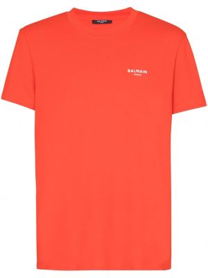 Bavlněné tričko Balmain oranžové