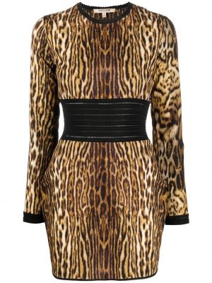 Leopard trykt montert rett kjole Roberto Cavalli brun