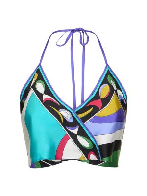 Jedwabny crop top Pucci fioletowy