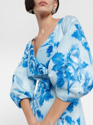 Midi obleka s cvetličnim vzorcem Emilia Wickstead modra