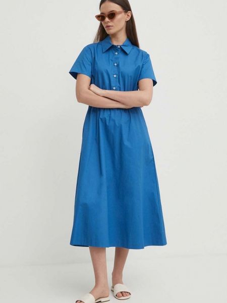 Pamučna midi haljina United Colors Of Benetton plava