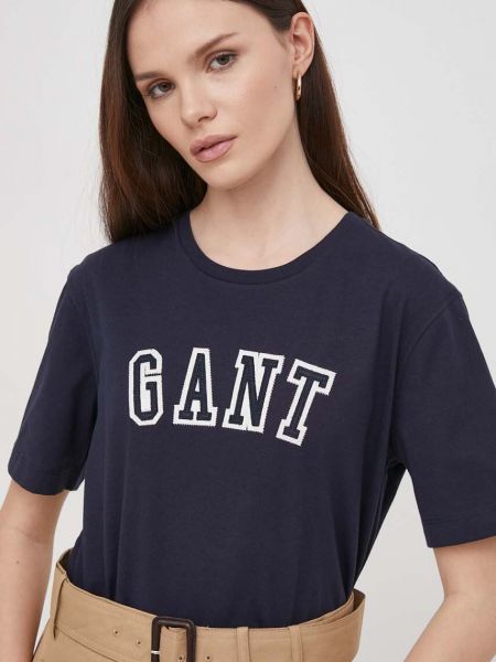 Bombažna majica Gant modra