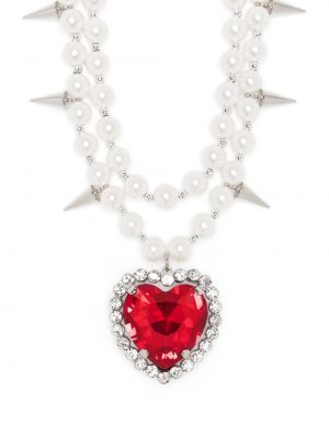 Přívěsek s perlami se cvočky se srdcovým vzorem Alessandra Rich