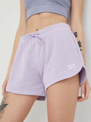Reebok pantaloni scurti Femei, culoarea violet, neted, medium waist
