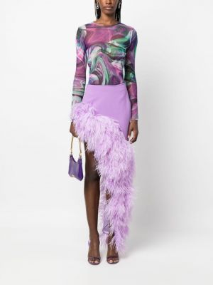 Asymetrické sukně z peří David Koma fialové