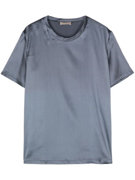 T-shirt en satin col rond Blanca Vita bleu