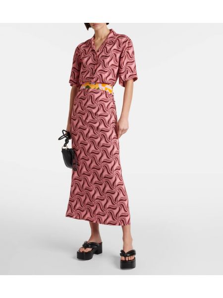 Maksi suknja s printom Dries Van Noten ružičasta